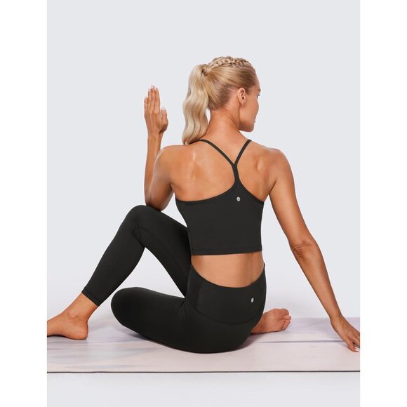 Women’s Crop Tank Top Butterluxe Fabric Yoga Workout Longline Sports Bra - Picture 3 of 5